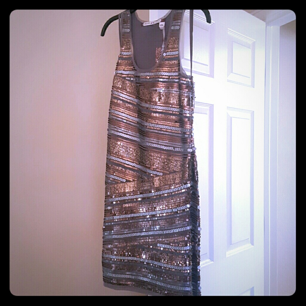 Sequined racer back evening dress