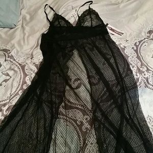 Black lace, full length, plus sized lingerie.