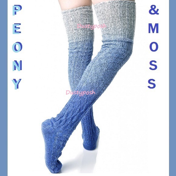 Peony and Moss Cable Knit Thigh High Socks Over Knee Anthropologie Ombré Sexy - Picture 1 of 4