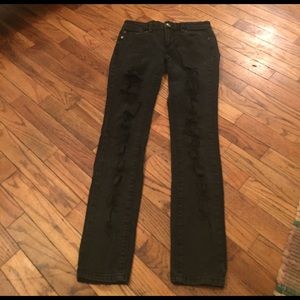 Forever 21 Black Distressed Skinny Jeans Size 26