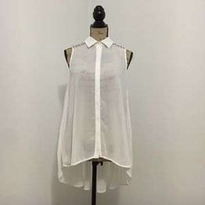 Studded White Tank Blouse Size M