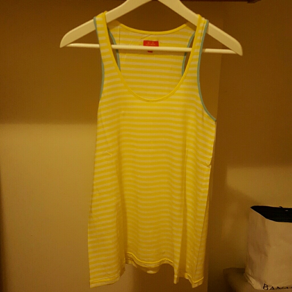 Madewell Yellow and White Striped Racerback Tank