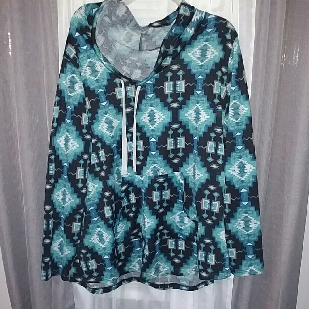 Cowl neck aztec sweatshirt