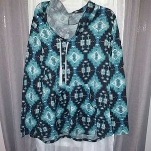 Cowl neck aztec sweatshirt