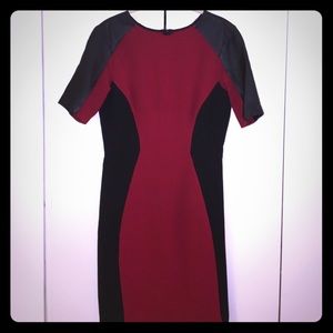 Zara red and black dress with leather detail sz L
