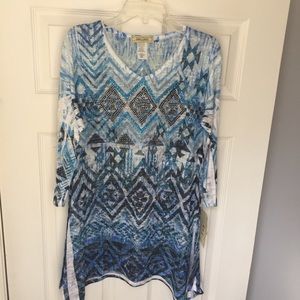 Tribal print 3/4 sleeve casual tunic