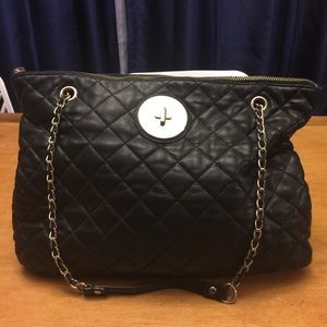 DKNY Quilted Soft Black Leather Handbag