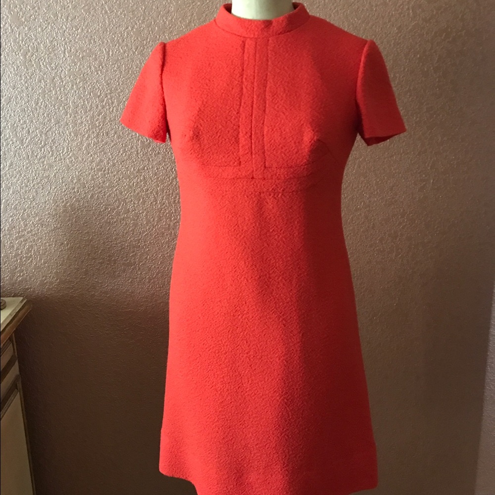 Vintage Reine Schur-Wolle Orange Wool Dress
