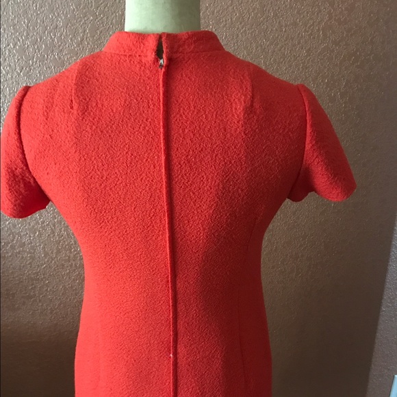 Vintage Reine Schur-Wolle Orange Wool Dress - Picture 4 of 4