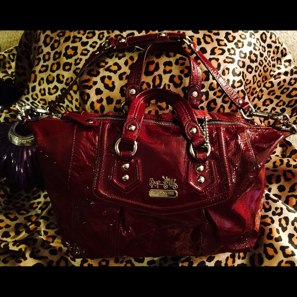 Coach Burgundy Patent Leather Satchel