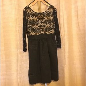 Eliza J Lace Mesh Bodice Fit & Flare Dress