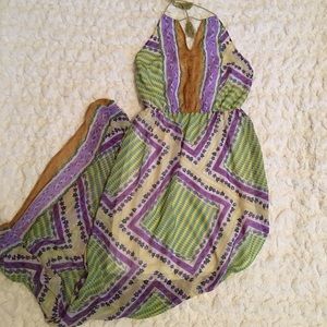 Tribal print halter maxi dress