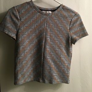 Zara navy/wht/tan crop top