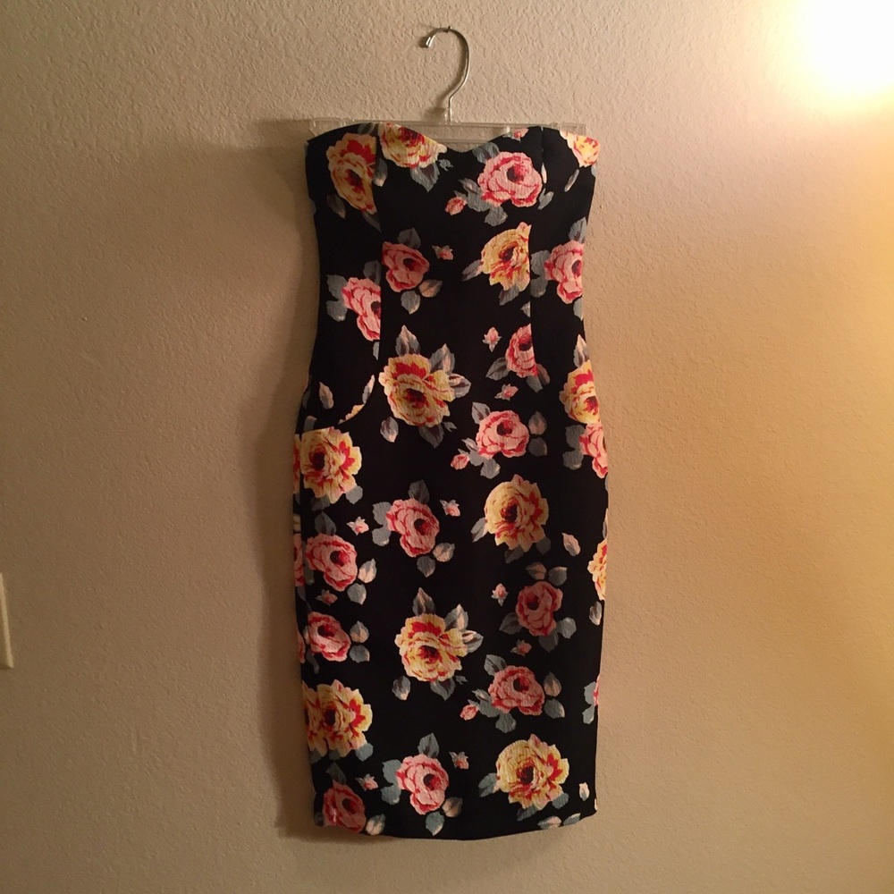 ASOS formal strapless flower print