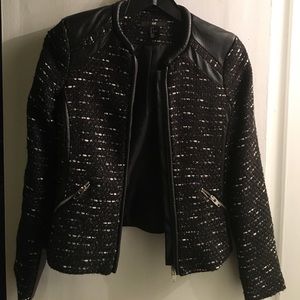 H&M tweed and faux leather jacket