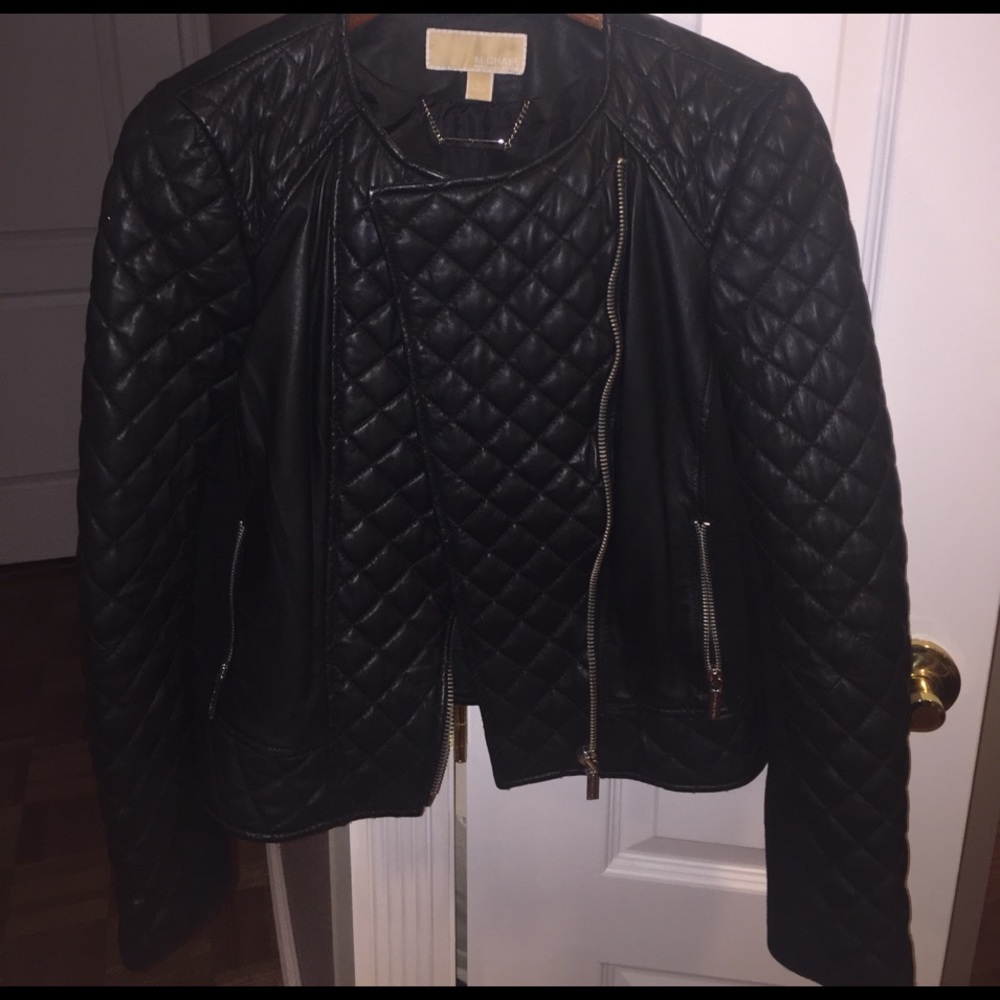 Michael Kors quilted leather motorcycle jacket
