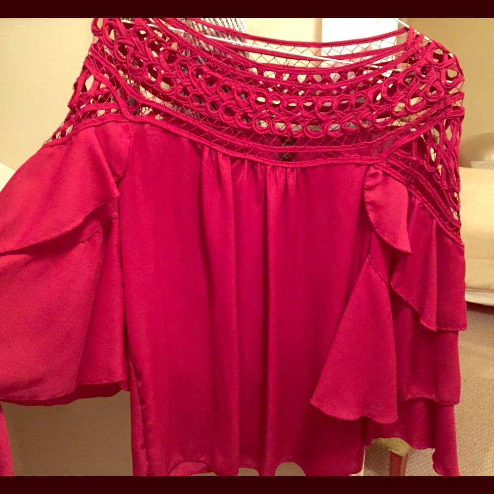 Boutique crimson blouse size medium crochet top