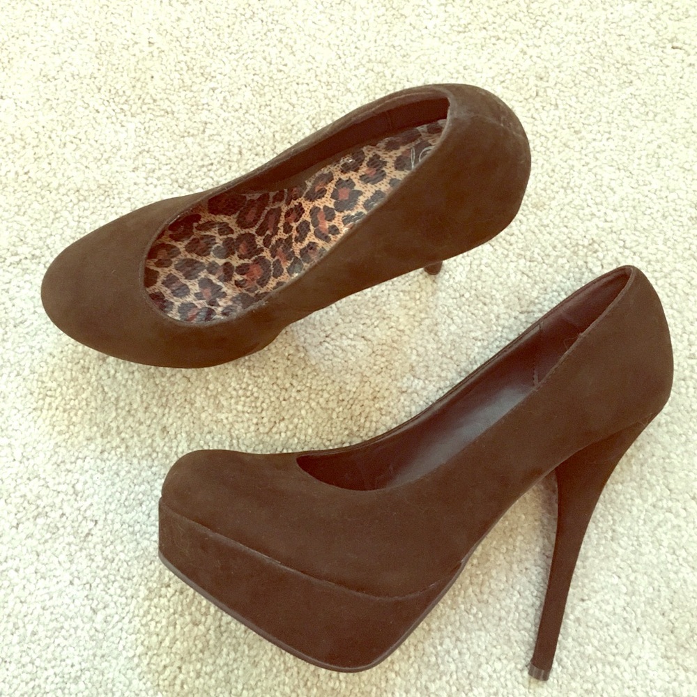 Brown suede heels