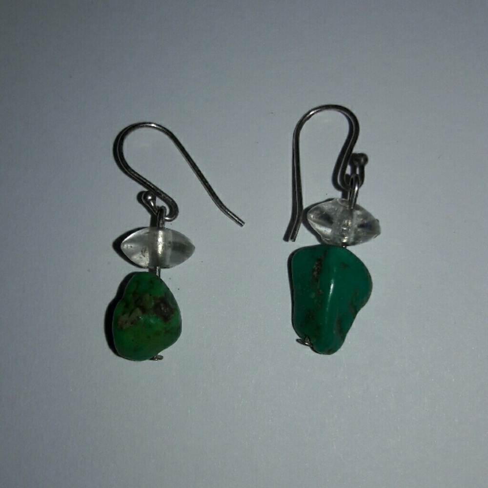 Sterling silver genuine turquoise glass minimalist