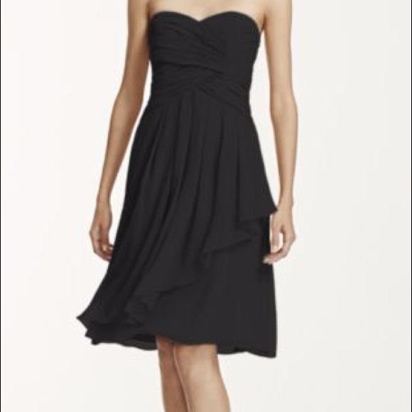 David's Bridal Dresses & Skirts - Short black crinkle chiffon dress
