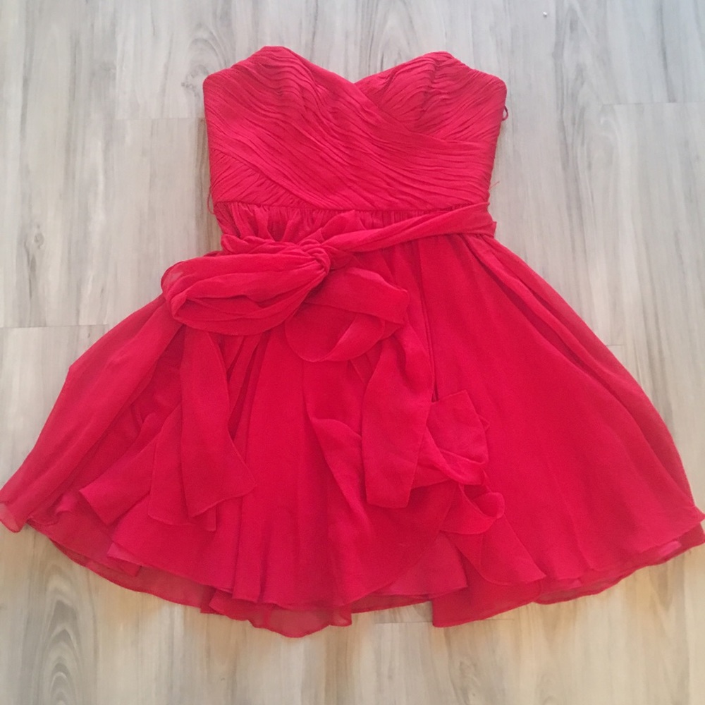 Strapless red dress