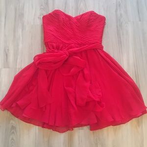 Strapless red dress