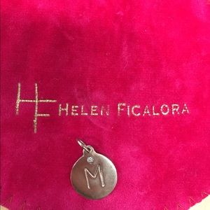 Helen Ficalora 14K White Gold "M" Charm w/ Diamond