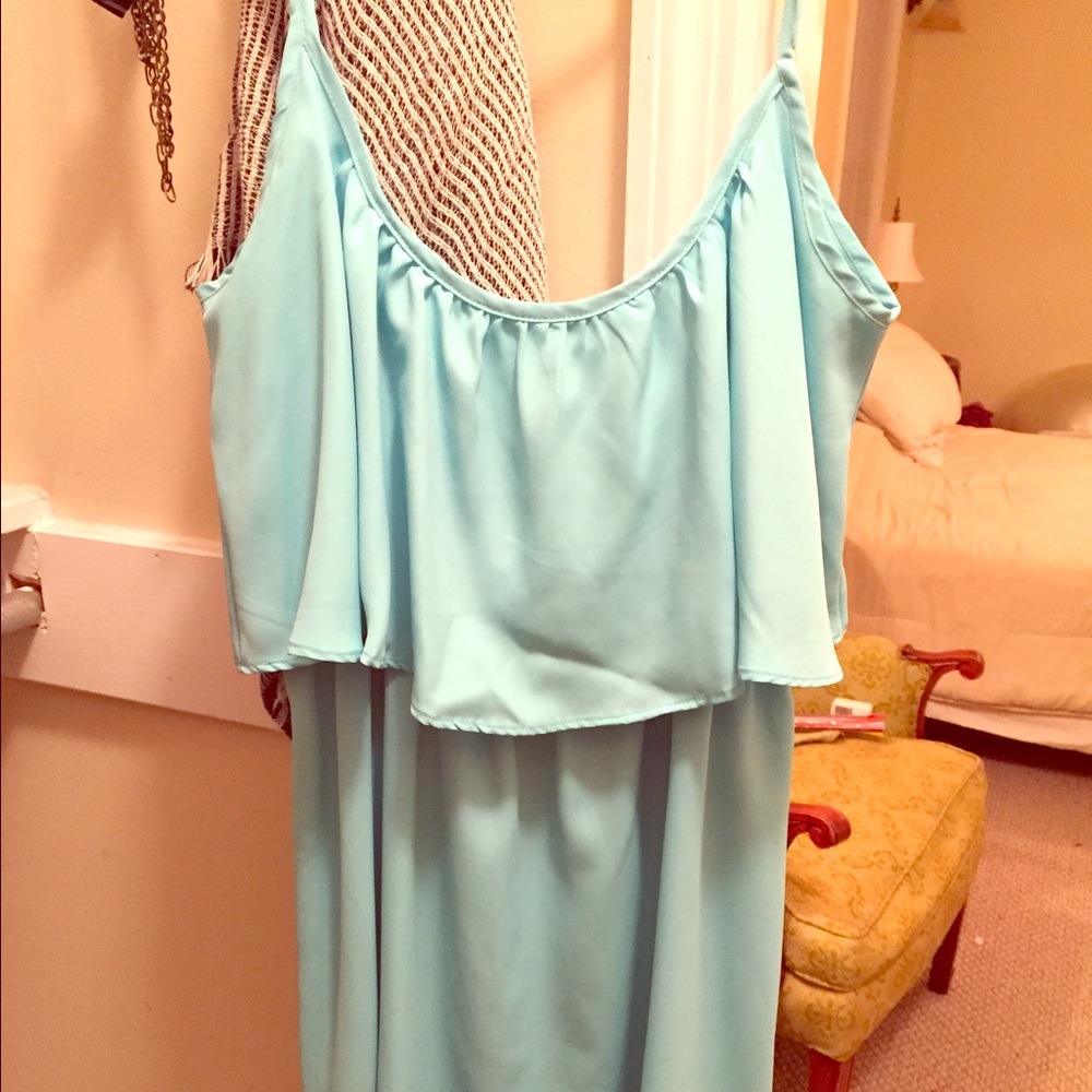 Light blue boutique dress medium spaghetti strap
