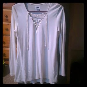 Cage front long sleeve white tunic (old navy)