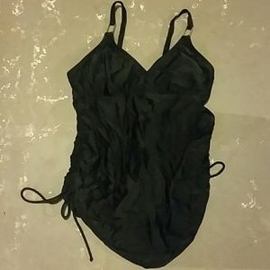 Black maternity swim suit top draw string sides