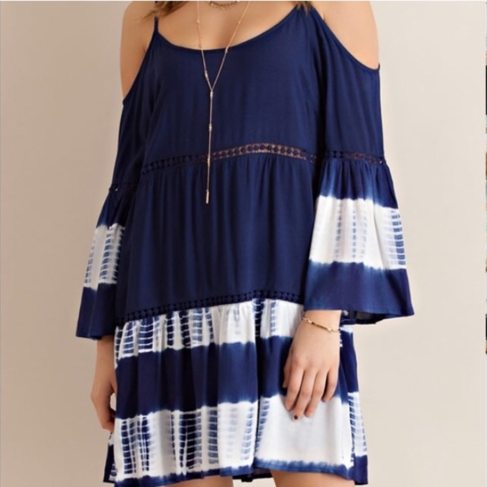 Tie-Dye Cold Shoulder Dress