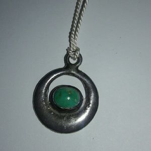 Sterling turquoise old pawn handmade silk cord new