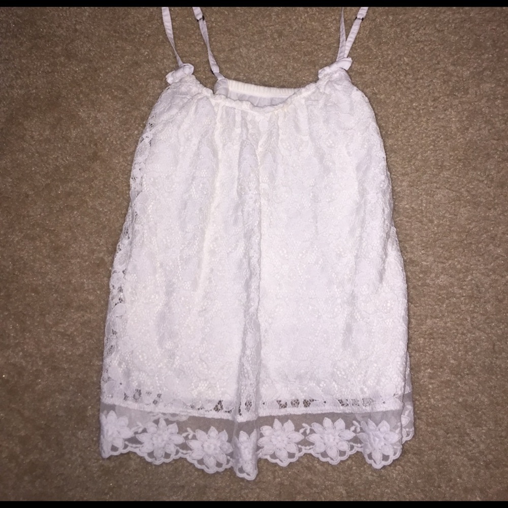 Hollister Lace Spaghetti Strap White Tank XS