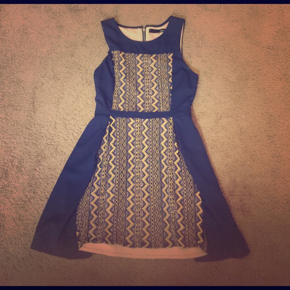 Blue/gold mini dress