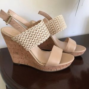 Nude wedge sandals. Size 6.