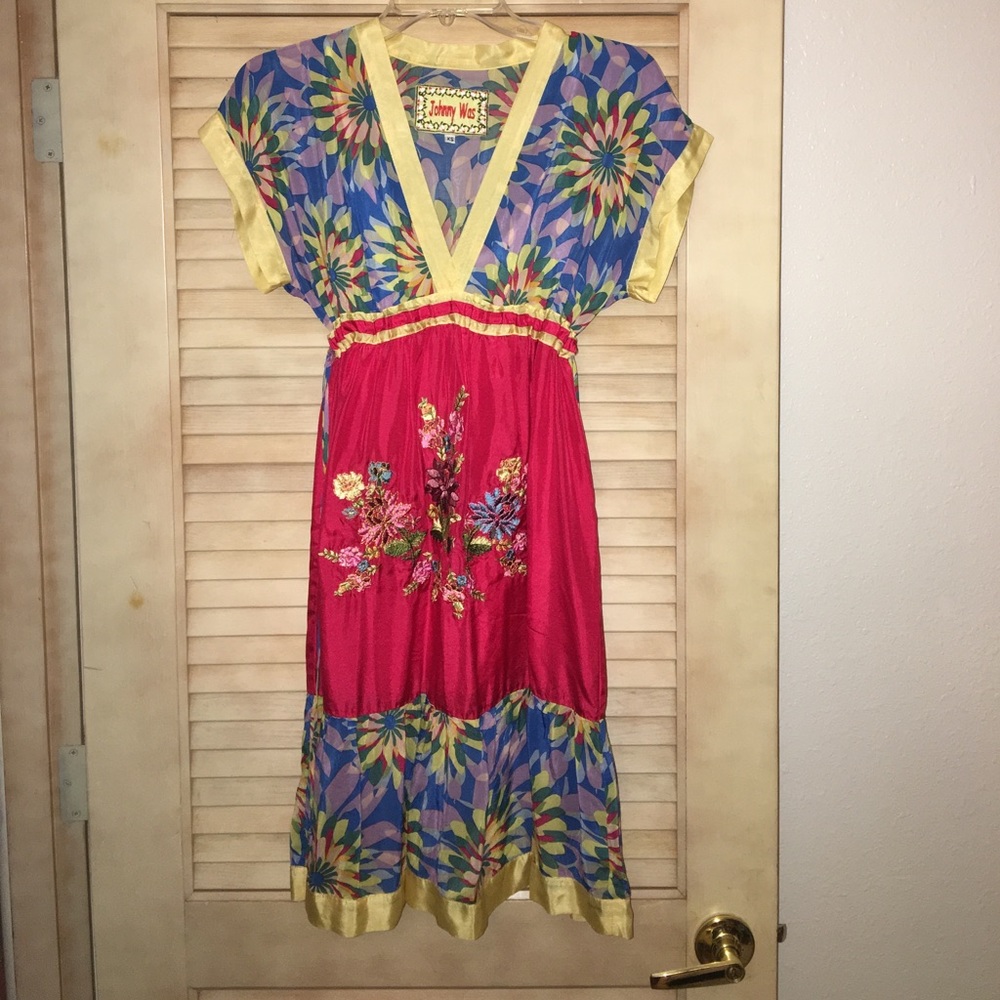 Johnny Was dress with undergarment/slip.