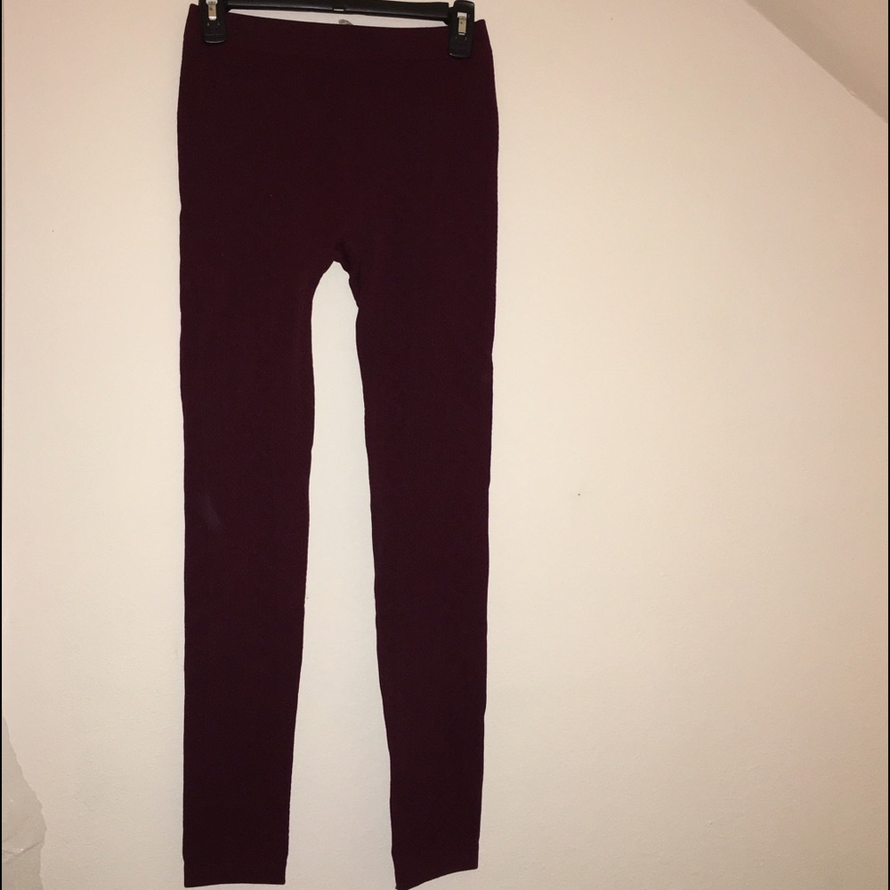 Maroon Fleece-Lined Leggings