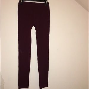 Maroon Fleece-Lined Leggings