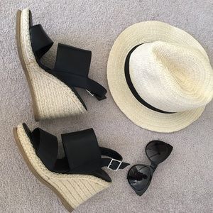 Black wedge sandals