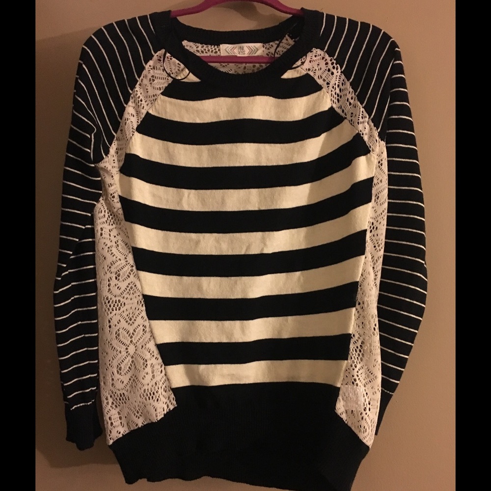 Striped & Lace Sweater