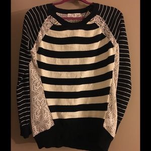 Striped & Lace Sweater