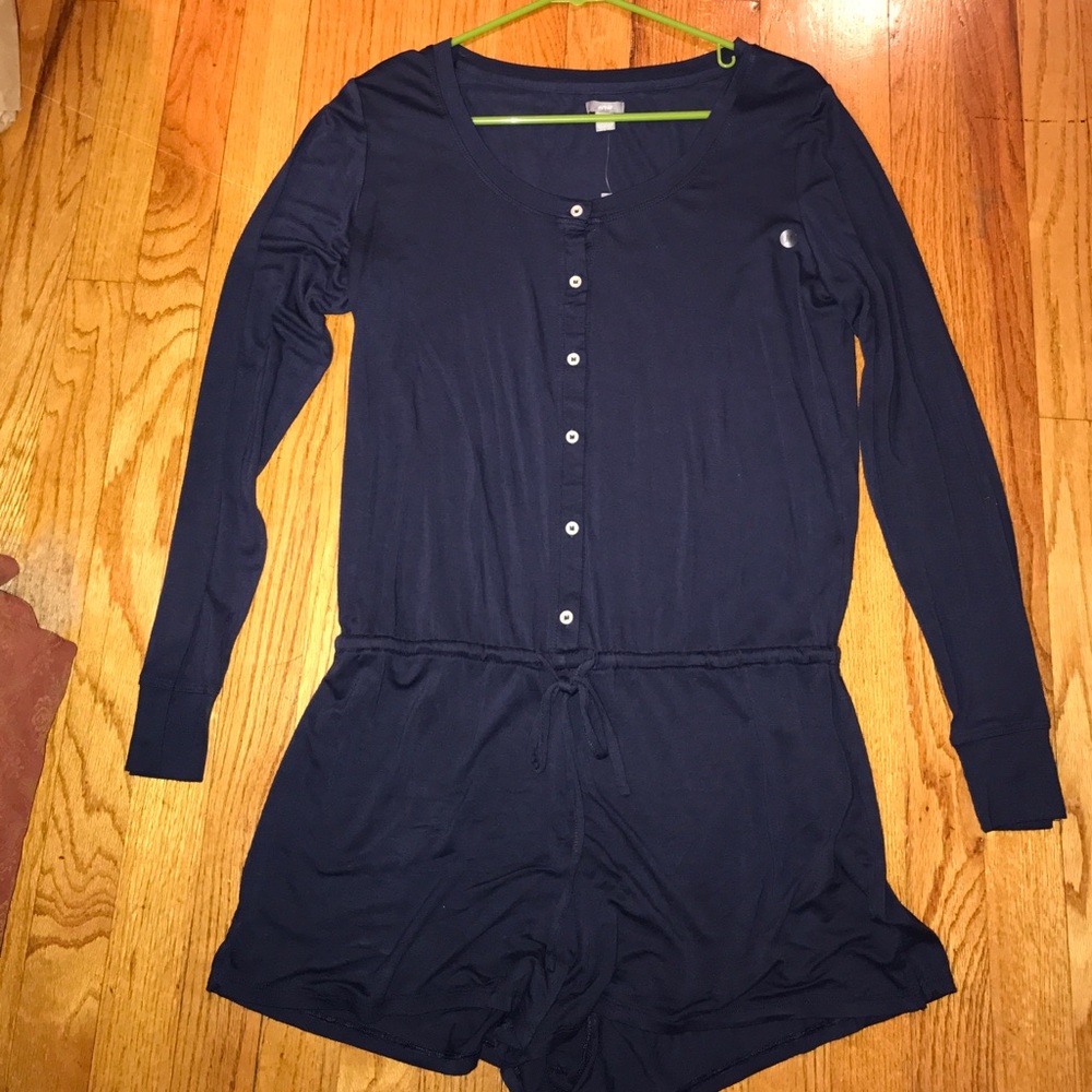 A navy blue romper.