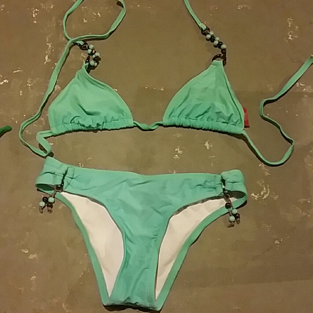 Swim suit with beads