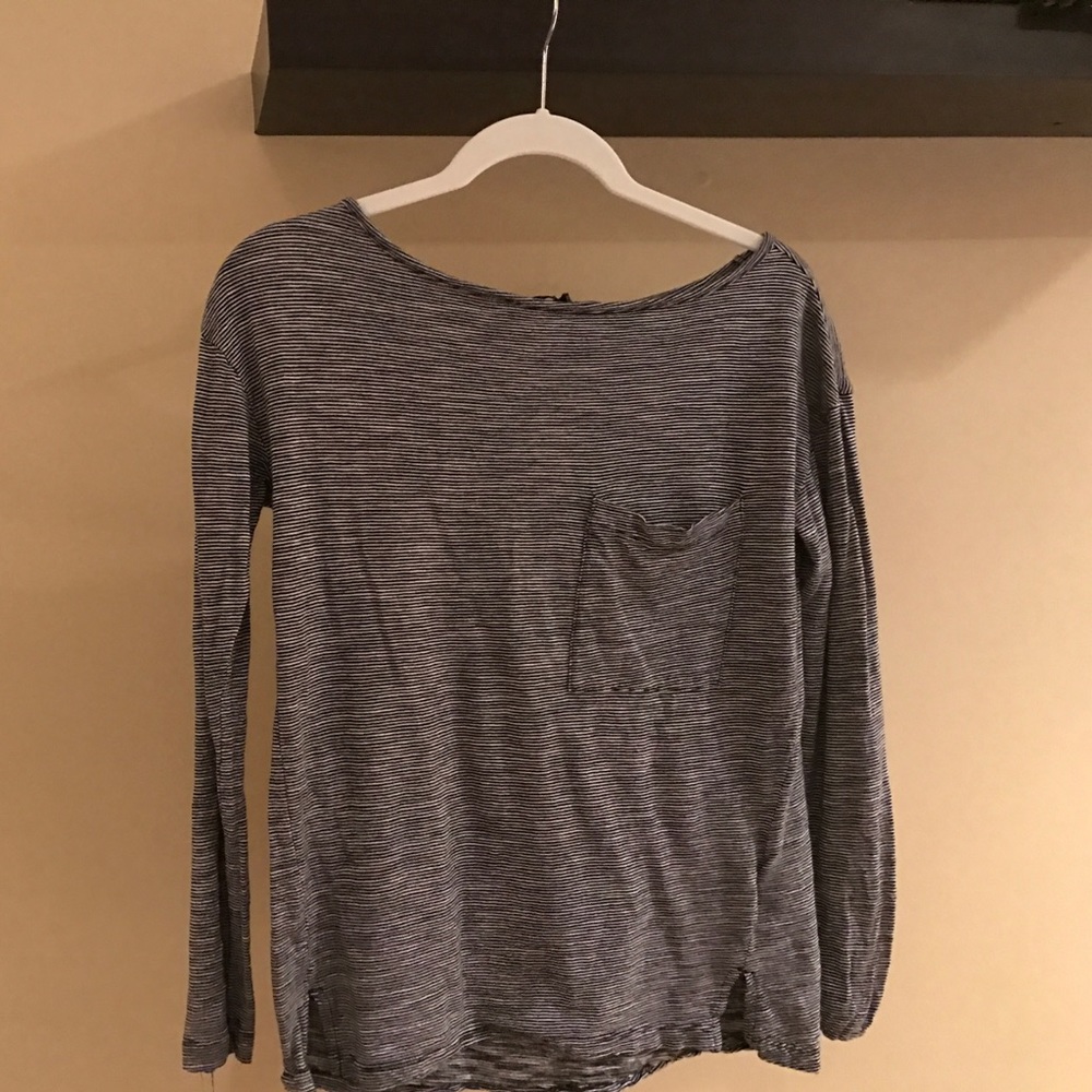 Long sleeve mini striped cotton T