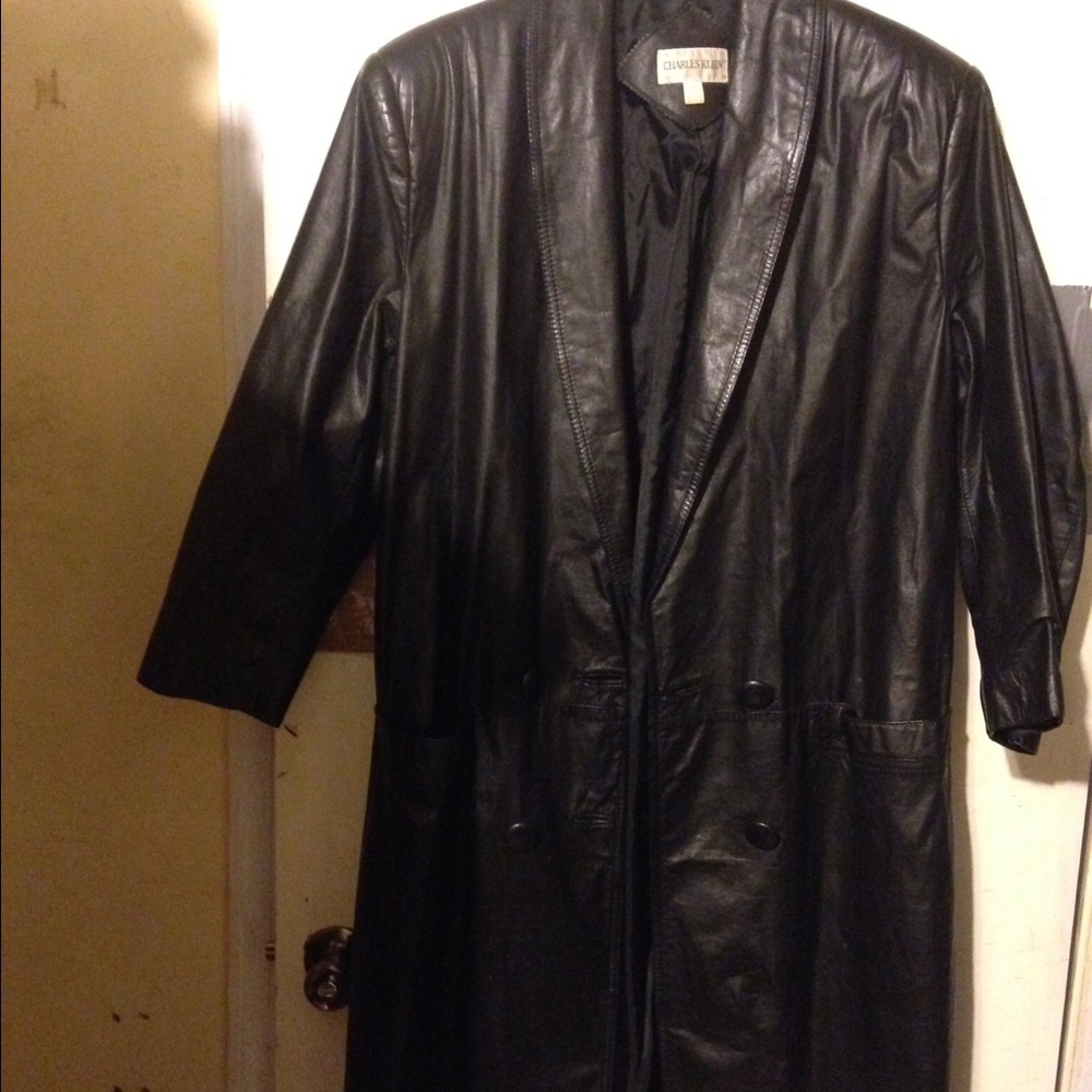 UNISEX Charles Klein Leather Trench Coat