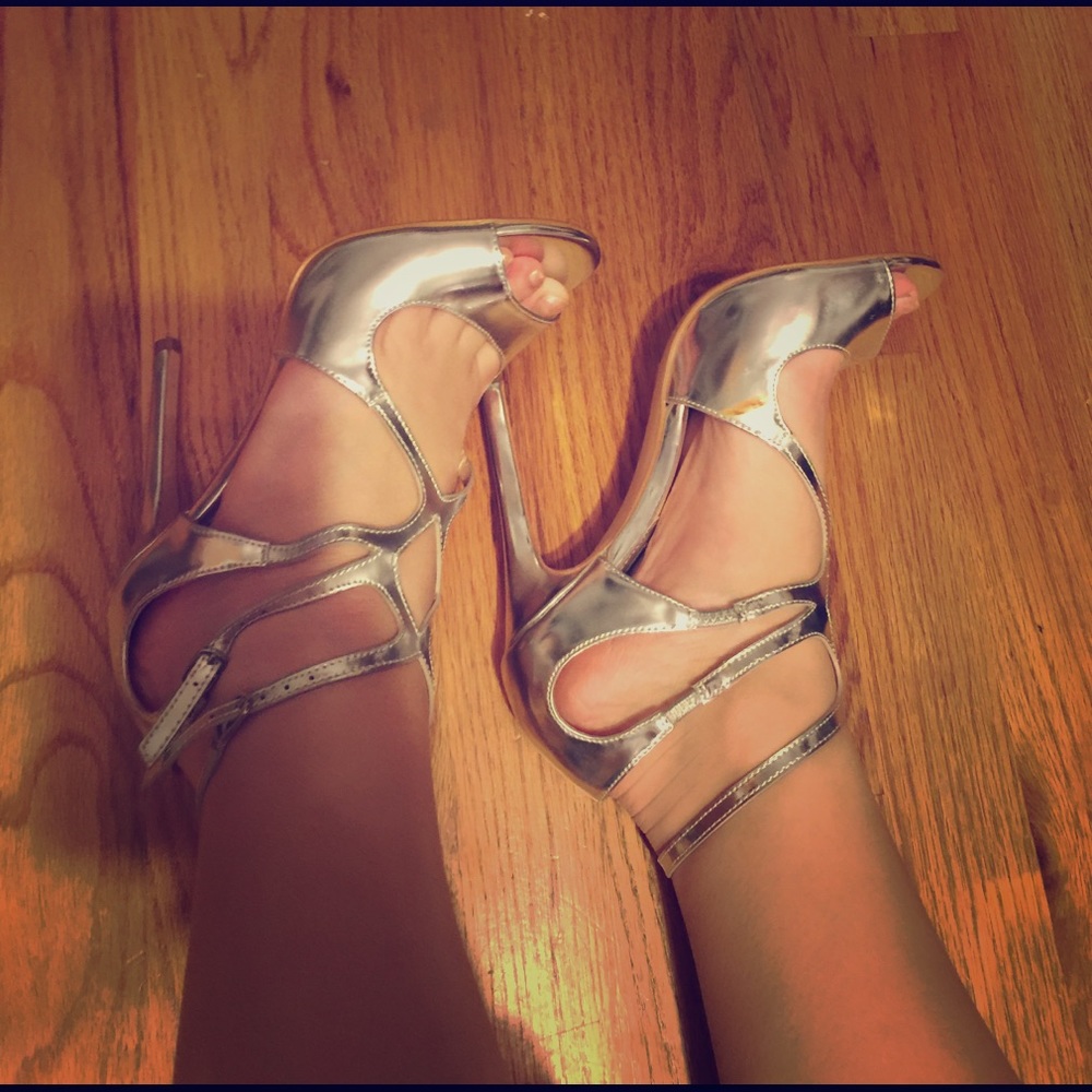 Silver high heels