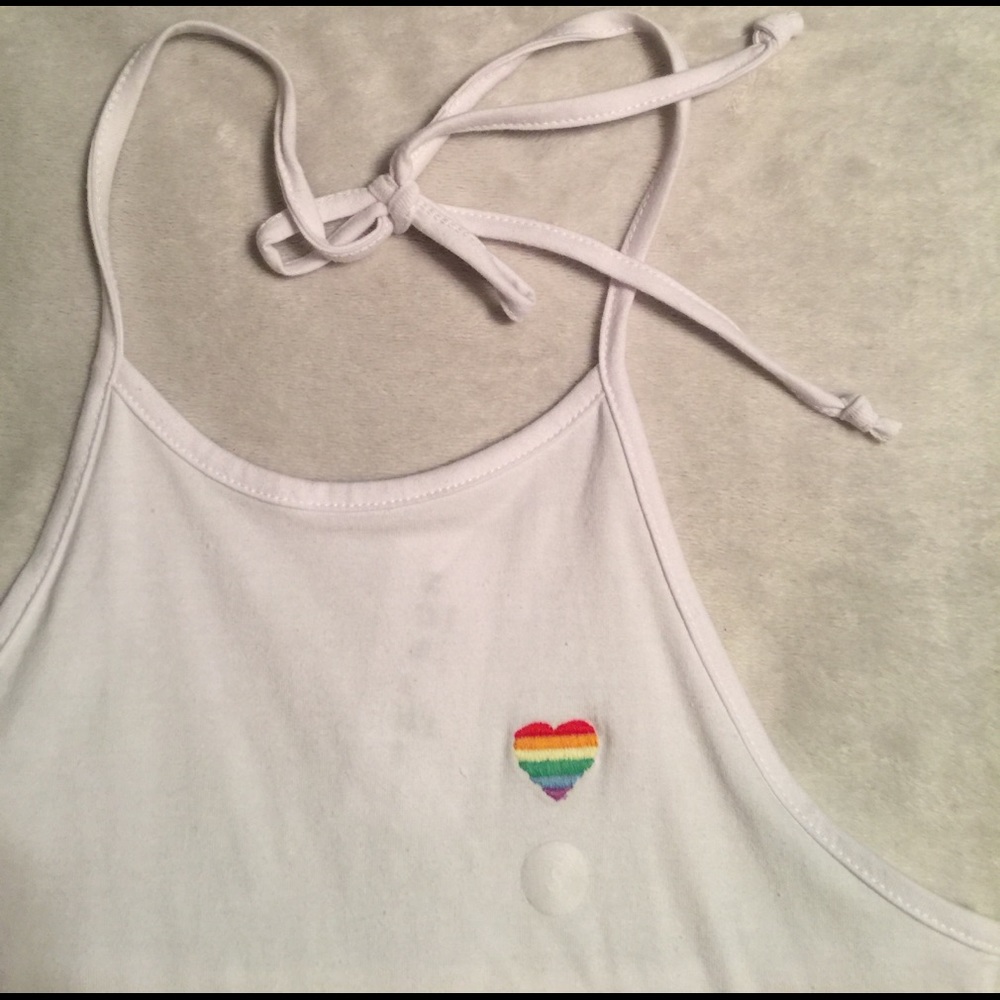 LA Hearts Halter crop top w/ rainbow heart ❤