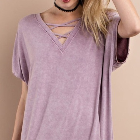 Terry Knit Tee Dress- FADED PLUM - Picture 3 of 4