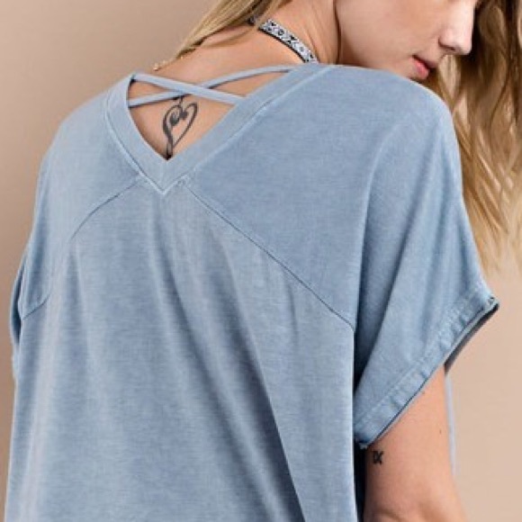 Terry Knit Tee Dress- FADED PLUM - Picture 4 of 4