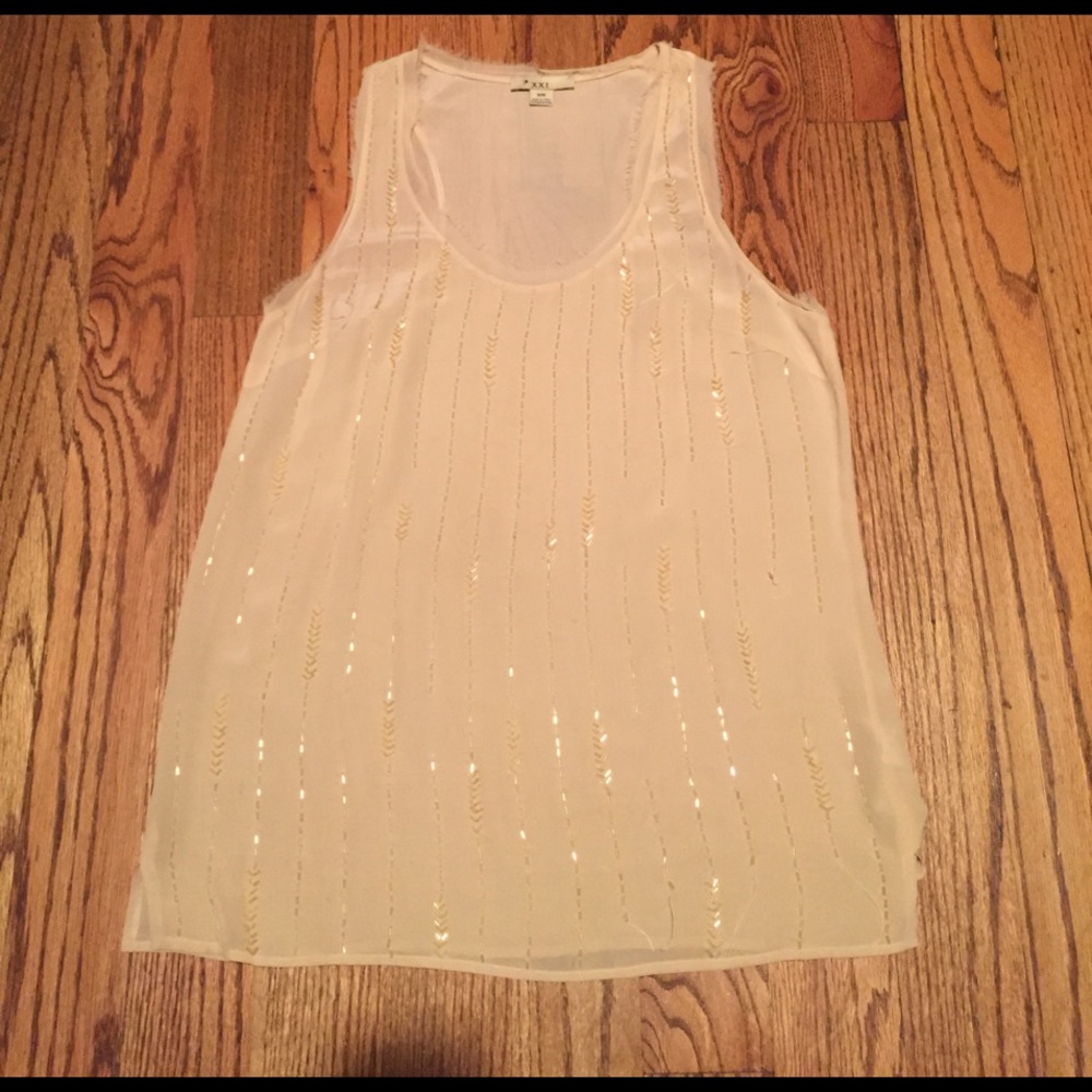 XXI Cream Beaded Top